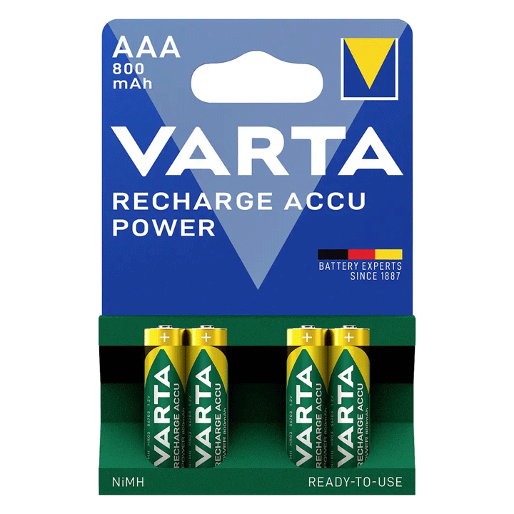 VARTA RECHARGABLE SOLAR BATTERY AAA 800MAH 4PCS