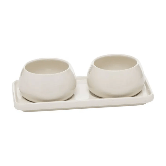 NORA APPETIZER SET 3PCS RECTANGULAR WHITE CERAMIC TRAY