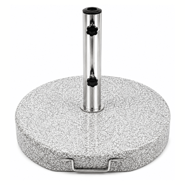 PARASOL GRANITE BASE 50KG WITH 2 WHEELS & S/STEEL TUBE