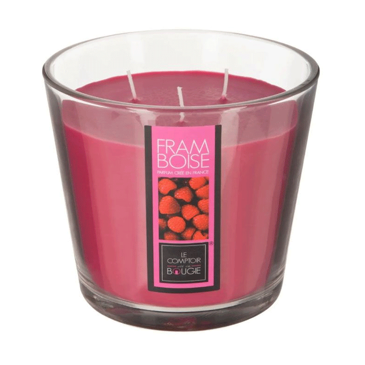 SCENTED GLASS CANDLE RASPBERRY 500G