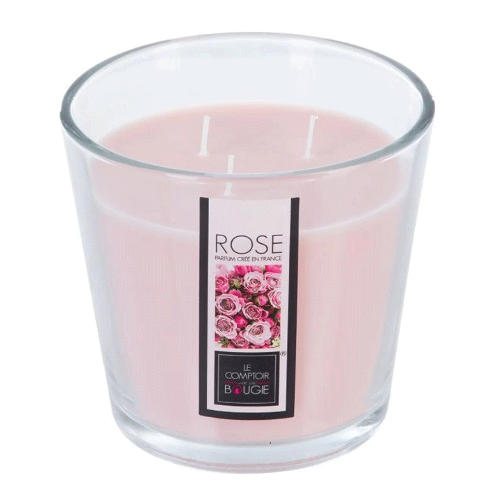 SCENTED GLASS CANDLE ROSE 500G