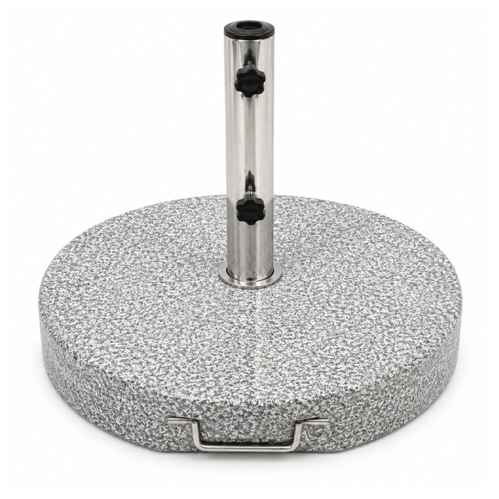 GRANITE UMBRELLA BASE 35KG WITH 2 WHEELS & STEEL STEEL TUBE