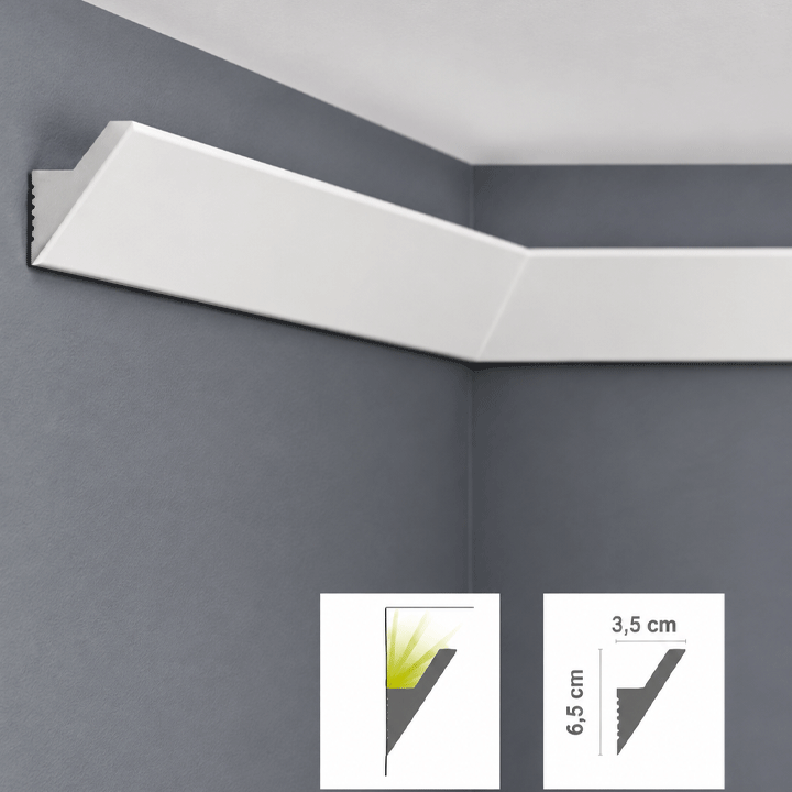 LUXSTYL POLYSTYRENE LED SKIRTING/MOULDING L5535 200CM