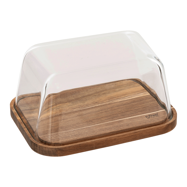 HARMONY CHEESE BOX 24.3X18.4XH12CM ACACIA&TRANSPARENT GLASS