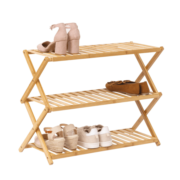BAMBOO FOLDING 9PAIR SHOE RACK