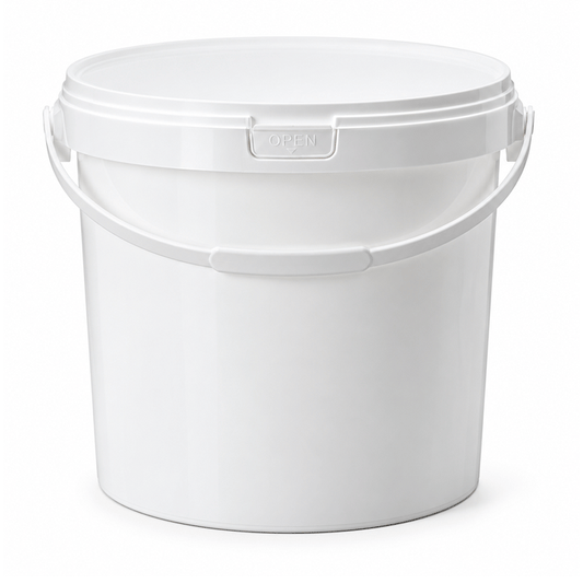 BUCKET 18L ALDL ROUND WHITE WITH PLASTIC HANDLE