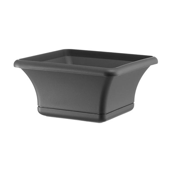 SQUARE POT ANTHRACITE 30CM WITH SAUCER