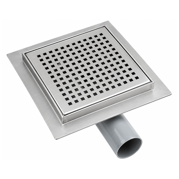 GULLY WITH RECESSED COVER STAINLESS STEEL FRAME PVC 150X150MM