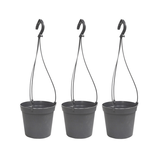 HANGING 3 CYLINDER POTS WITH HOOKS Ø16CM TAUPE