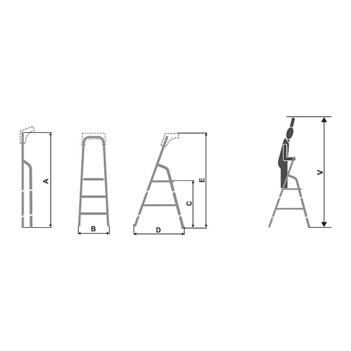 ALUMINIUM HOUSEHOLD LADDER 3+1