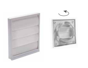 VENTILATION GRILL ABS ? 10-12CM MOVABLE FLAPS RECESS MOUNTING WHITE