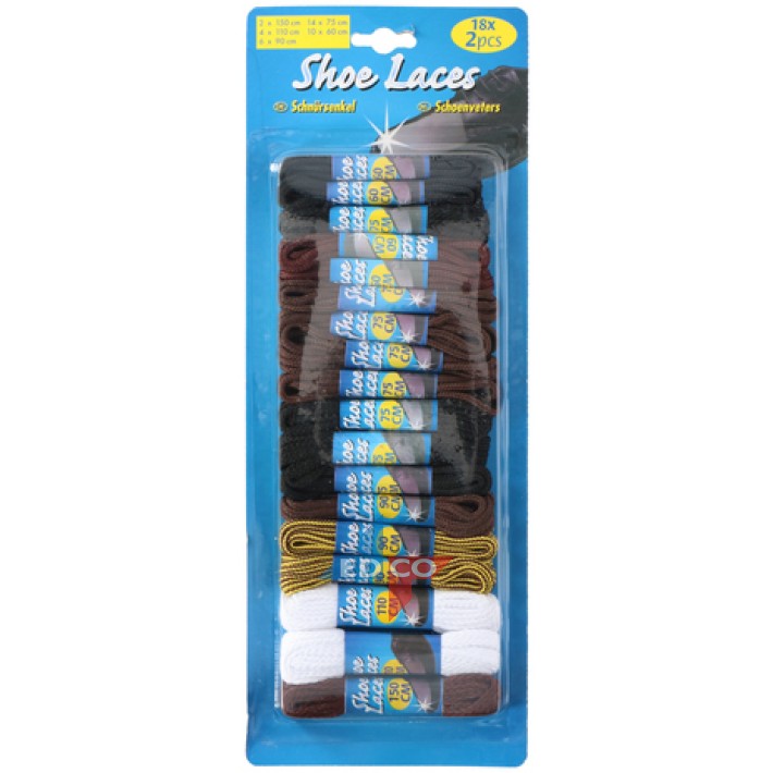 SHOELACES 18PAIRS ASS