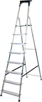 ALUMINIUM STEPLADDER WITH WORK TRAY 8 RUNGS PLATFORM HEIGHT 1,62M