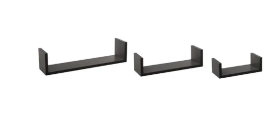 WALL SHELF EDGE BLACK X3