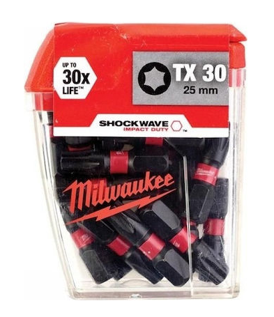 MILWAUKEE TX30  25MM SHOCKWAVE BITS 25PCS