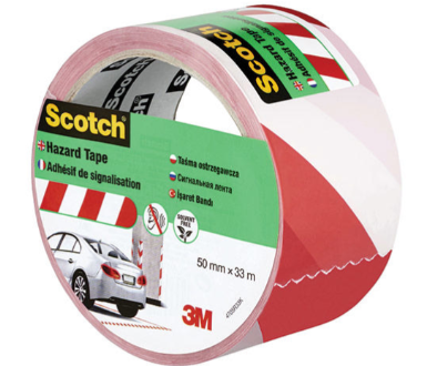 HAZARD TAPE RED/WHITE SCOTCH 50MMX33M