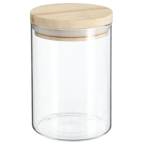 JAR GLASS + WOOD 600ML