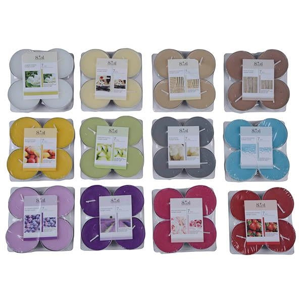 SCENTED TEALIGHT 4PCS 5,5CM 72 0,90 12ASS SHK/IN