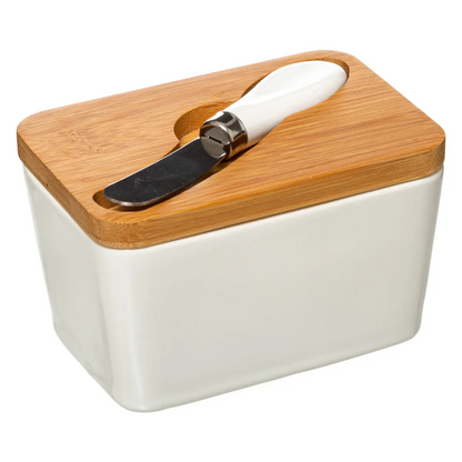 CERAMIC BUTTER DISH WITH KNIFE