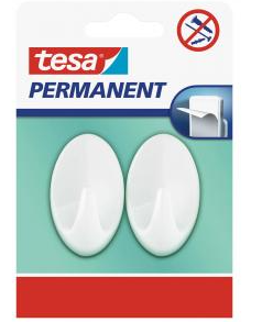 TESA 2PCS HOOK OVAL WHITE L