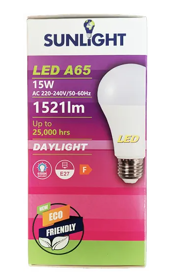 SUNLIGHT LED LAMP A65 15W E27 1521LM WARM WHITE 3000K