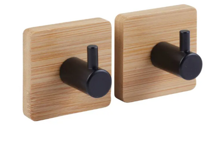 SET OF 2 STICKY BAMBOO ADHESIVE HOOKS ASSORTED