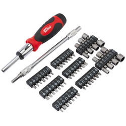 SOFT GRIP RATCHET SCREWDRIVER AND BIT SET REDLINE 58PCS