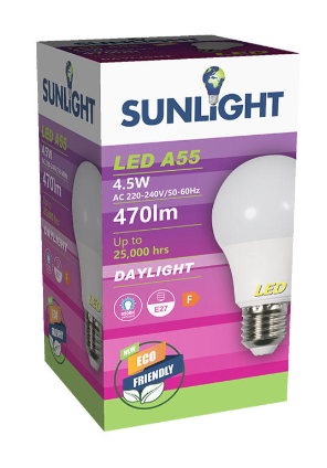 SUNLIGHT LED LAMP A55 4.5W E27 470LM DAY LIGHT 6500K