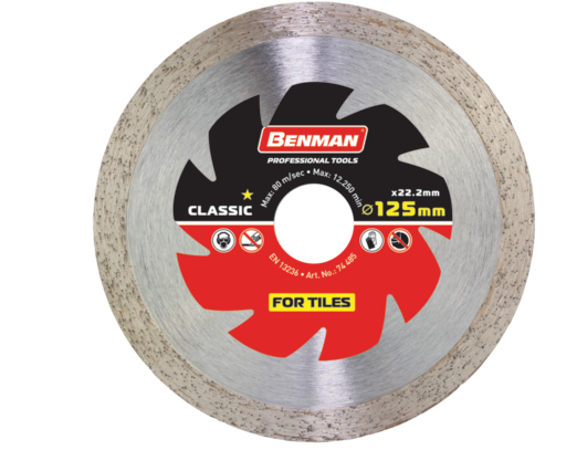 DIAMOND CUTTING BLADE FOR TILES CLASSIC 125X1.8X10MM BENMAN
