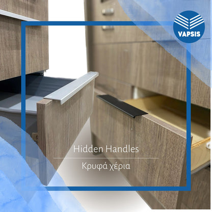 HIDDEN HANDLE FURNITURE A1271 416  L450MM ALOUM