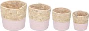 BASKET ROUND PINK 4PC