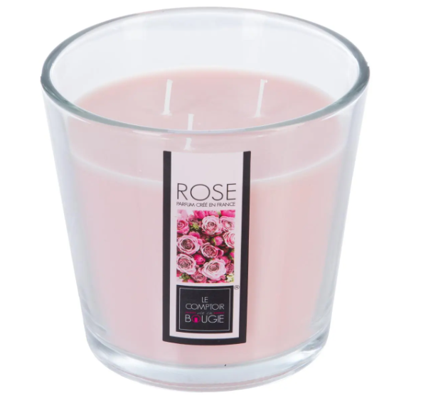 SCENTED GLASS CANDLE ROSE 500G