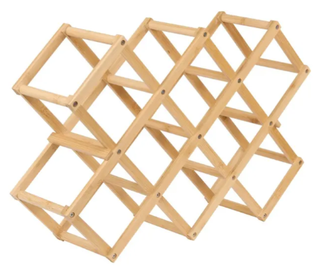 FOLDING BAMBOO BOTTLE RACK X10