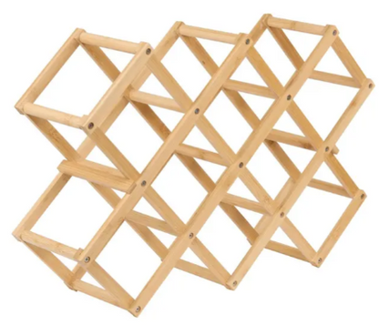 FOLDING BAMBOO BOTTLE RACK X10