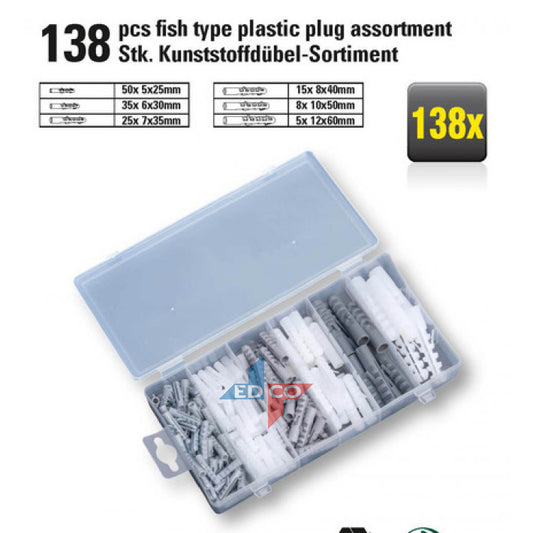 PLASTIC PLUG ASSORTMENT 138PCS KINZO