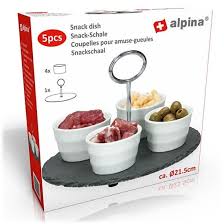 SNACK-DISH 5PCS D21,5CM ALPINA SLATE/CE 900G CB