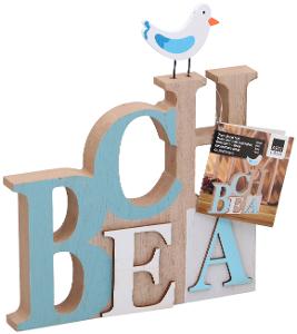 DECO STAND TEXT 20X23X2CM 12 1,59 WOOD BEACH HT