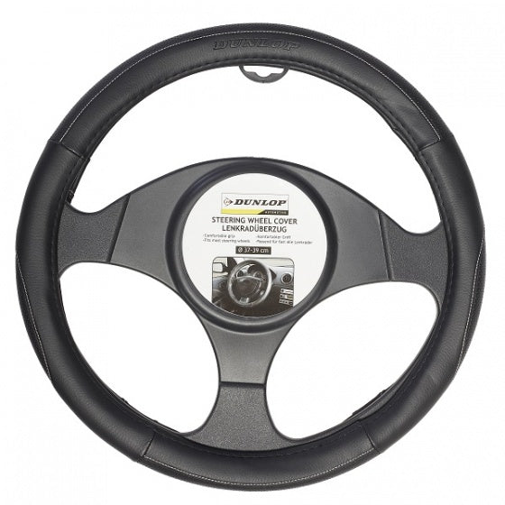 STEERING WHEEL COVER 37-39CM 12 3,99 DUNLOP PU BLACK CL