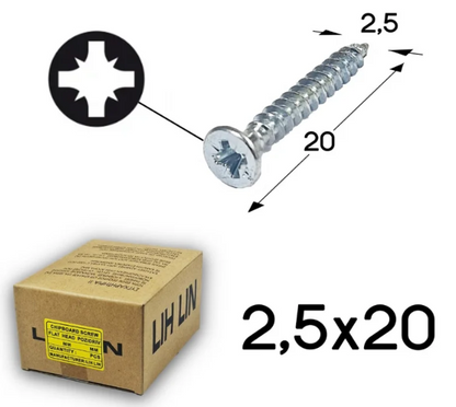 CHIPBOARD SCREWS FLAT HEAD  2.5X20MM