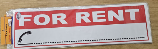 SIGN "FOR RENT" 50X10 [2PCS PER PACK]