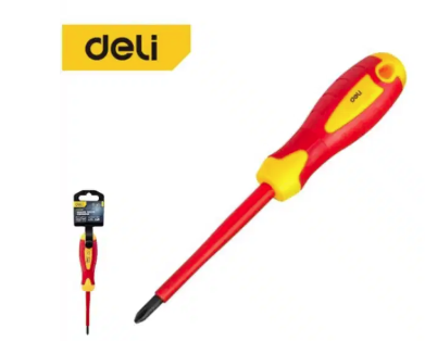 DELI TOOLS SCREWDRIVER INSULATED VDE PH2 100MM