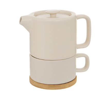SOLITARY TEAPOT NATURE CERAMIC CREAM