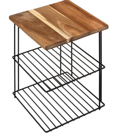 2TIER CORNER SHELF BLACKACIA