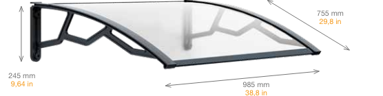 CANOPY IN TRANSP.COMPACT POLYCARBONATE 80X100CM