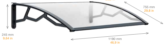 CANOPY IN TRANSP.COMPACT POLYCARBONATE 80X120CM