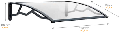 CANOPY IN TRANSP.COMPACT POLYCARBONATE 80X120CM