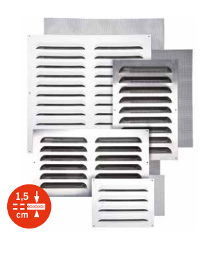 VENTILATION GRILL ALUMINIUM 40X25CM REINFORCED 1.5MM AIRFLOW + NET