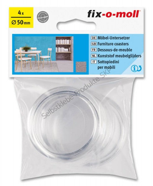 FURNITURE COASTERS CLEAR 50MM