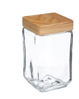 GLASS CANISTER +PINE LID 1.25L