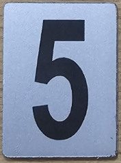 SIGN HOUSE NUMBER "5" 4X3 SILVER